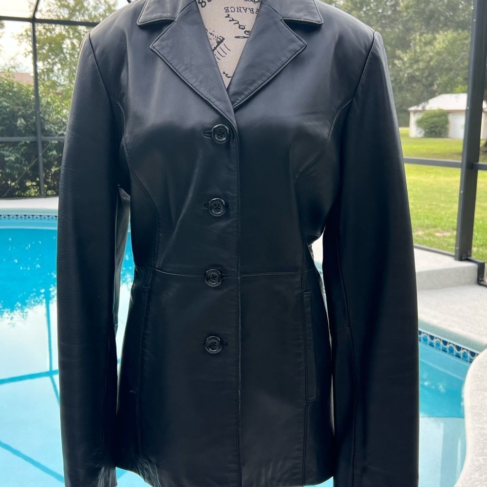 Lambskin Leather Jacket - Croft and Barrow - Black - Medium EUC - Picture 5 of 8